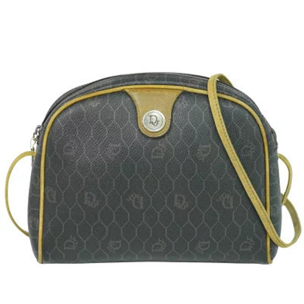 Christian Dior Honeycomb Shoulder Bag Leather Black